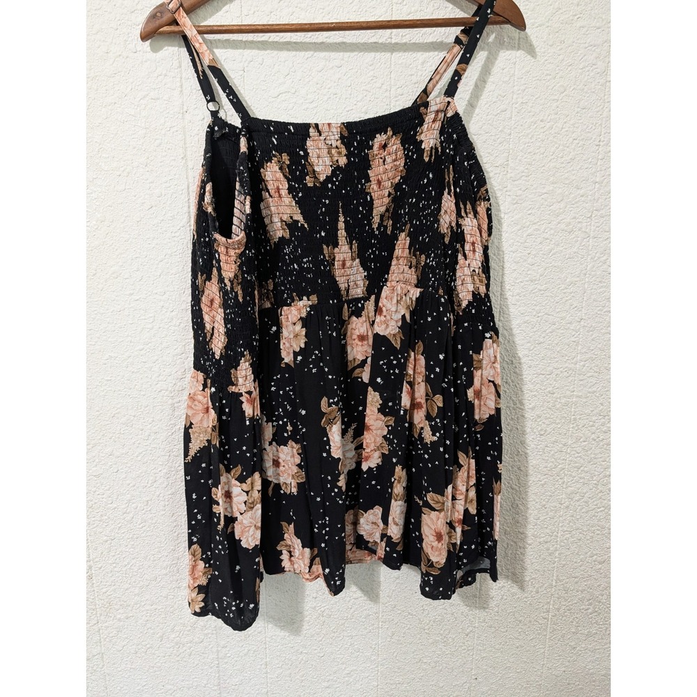 Torrid Smocked Off Shoulder Black Floral Long Sleeve Floral Shirt Size 1